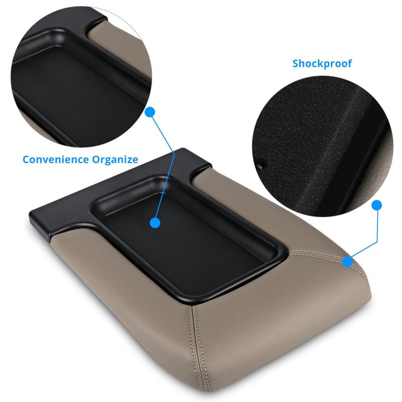 VANJING Center Console Lid Cover Armrest Kit Compatible with Cadillac Chevrolet GMC Pickup Truck Suburban Tahoe Silverado Sierra Yukon XL Replaces 19127364 Tan - Image 5